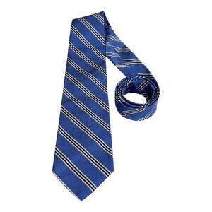 Brooks Brothers 346 Men's Tie Silk Blue White Striped Repp USA 2.5in Wide